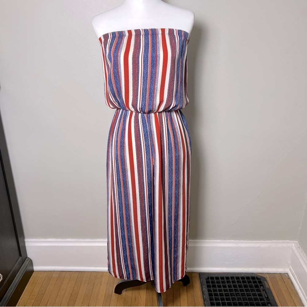 Klaxons strapless jumpsuit in red, white and blue, size XS